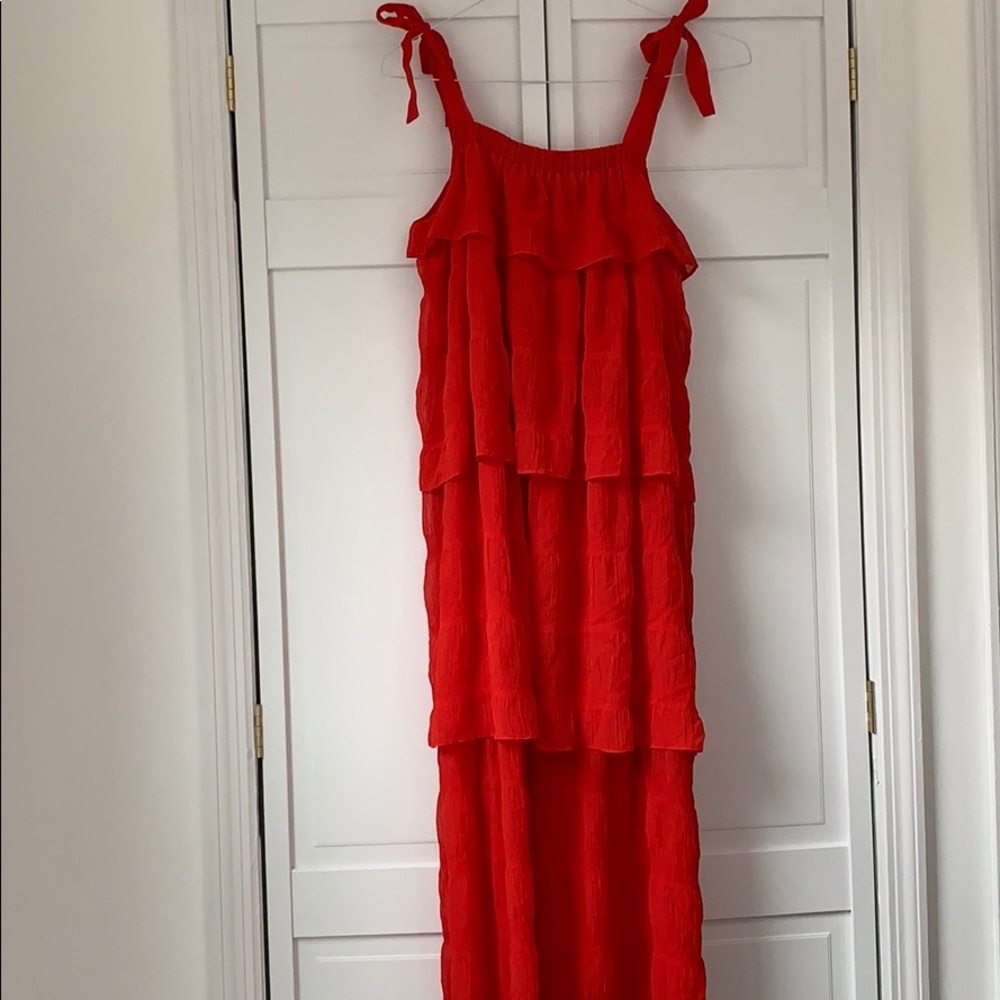 Red Ruffle Maxi Adjustable Straps